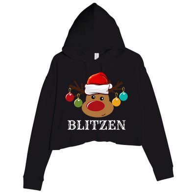 Santa Reindeer Blitzen Xmas Group Costume Crop Fleece Hoodie