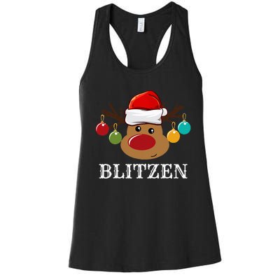 Santa Reindeer Blitzen Xmas Group Costume Women's Racerback Tank