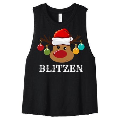 Santa Reindeer Blitzen Xmas Group Costume Women's Racerback Cropped Tank