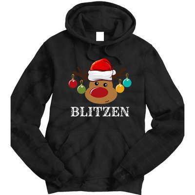 Santa Reindeer Blitzen Xmas Group Costume Tie Dye Hoodie