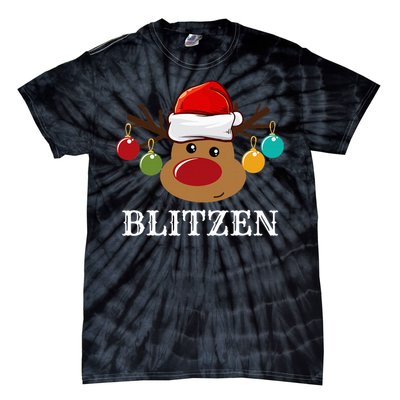 Santa Reindeer Blitzen Xmas Group Costume Tie-Dye T-Shirt