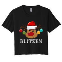 Santa Reindeer Blitzen Xmas Group Costume Women's Crop Top Tee