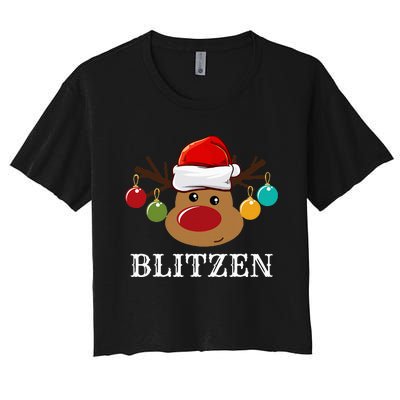 Santa Reindeer Blitzen Xmas Group Costume Women's Crop Top Tee