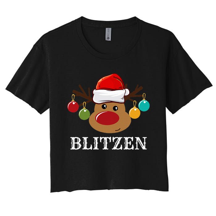 Santa Reindeer Blitzen Xmas Group Costume Women's Crop Top Tee