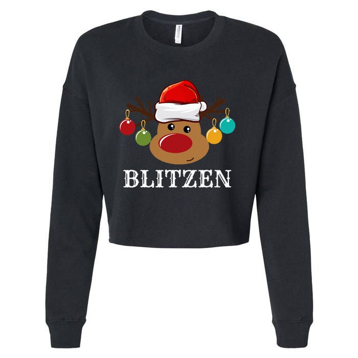 Santa Reindeer Blitzen Xmas Group Costume Cropped Pullover Crew