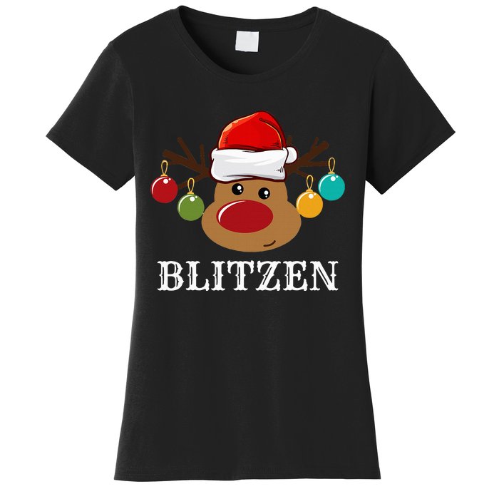 Santa Reindeer Blitzen Xmas Group Costume Women's T-Shirt