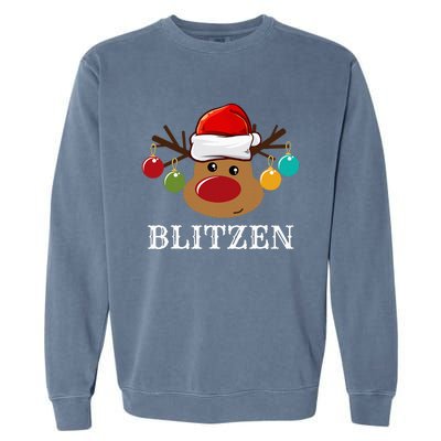 Santa Reindeer Blitzen Xmas Group Costume Garment-Dyed Sweatshirt