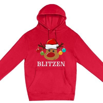 Santa Reindeer Blitzen Xmas Group Costume Premium Pullover Hoodie