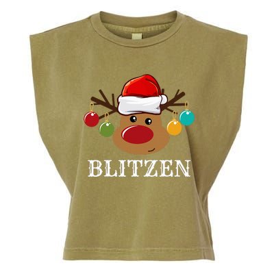 Santa Reindeer Blitzen Xmas Group Costume Garment-Dyed Women's Muscle Tee