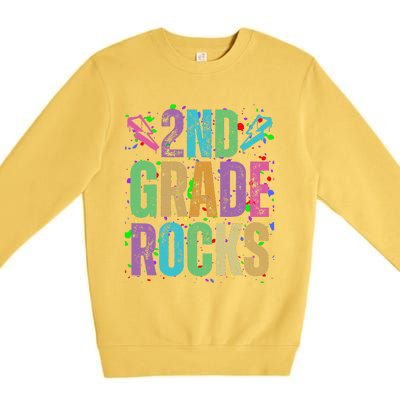 School Rocks Back To School Rockin 2nd Grade Rocks Premium Crewneck Sweatshirt