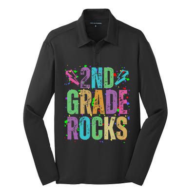 School Rocks Back To School Rockin 2nd Grade Rocks Silk Touch Performance Long Sleeve Polo