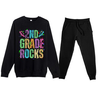 School Rocks Back To School Rockin 2nd Grade Rocks Premium Crewneck Sweatsuit Set