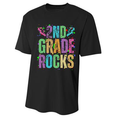 School Rocks Back To School Rockin 2nd Grade Rocks Performance Sprint T-Shirt