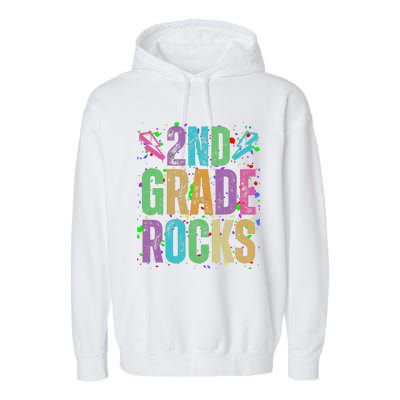 School Rocks Back To School Rockin 2nd Grade Rocks Garment-Dyed Fleece Hoodie