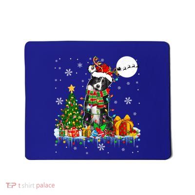 Santa Reindeer Border Collie Christmas Tree Lights Dog Owner Cute Gift Mousepad
