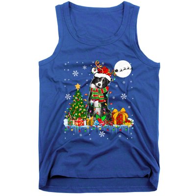 Santa Reindeer Border Collie Christmas Tree Lights Dog Owner Cute Gift Tank Top
