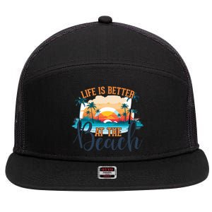 Summer Retro Beach Vibes Graphic 7 Panel Mesh Trucker Snapback Hat