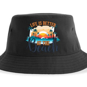 Summer Retro Beach Vibes Graphic Sustainable Bucket Hat