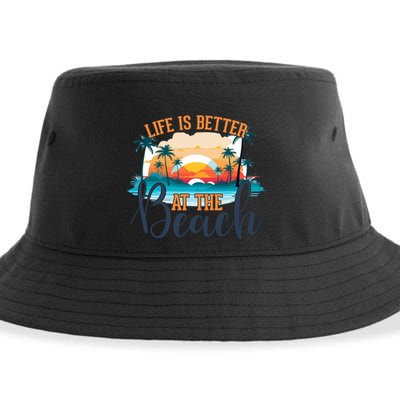 Summer Retro Beach Vibes Graphic Sustainable Bucket Hat