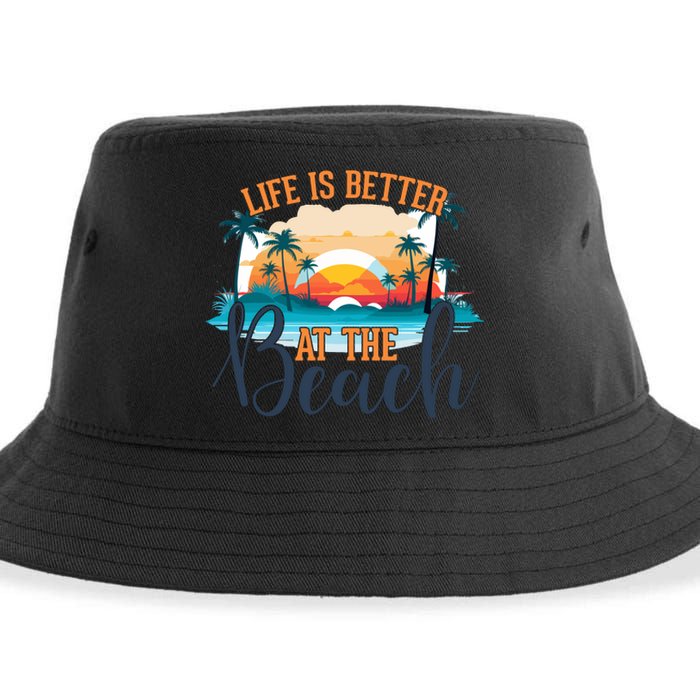 Summer Retro Beach Vibes Graphic Sustainable Bucket Hat