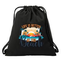 Summer Retro Beach Vibes Graphic Drawstring Bag
