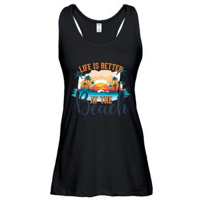 Summer Retro Beach Vibes Graphic Ladies Essential Flowy Tank