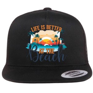 Summer Retro Beach Vibes Graphic Flat Bill Trucker Hat