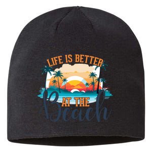 Summer Retro Beach Vibes Graphic Sustainable Beanie