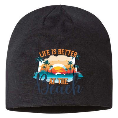 Summer Retro Beach Vibes Graphic Sustainable Beanie