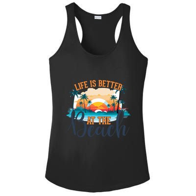Summer Retro Beach Vibes Graphic Ladies PosiCharge Competitor Racerback Tank