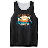 Summer Retro Beach Vibes Graphic Mesh Reversible Basketball Jersey Tank