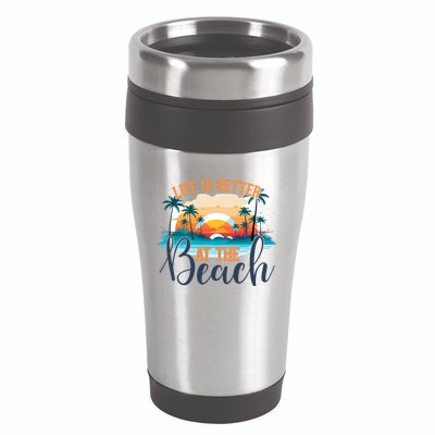 Summer Retro Beach Vibes Graphic 16oz Travel Tumbler