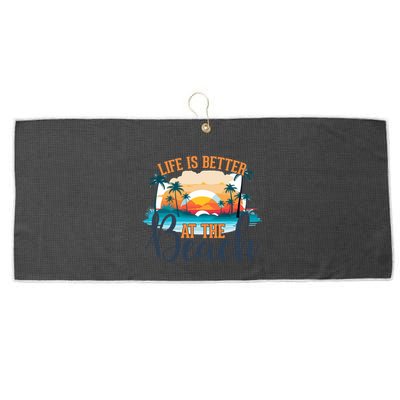 Summer Retro Beach Vibes Graphic Large Microfiber Waffle Golf Towel