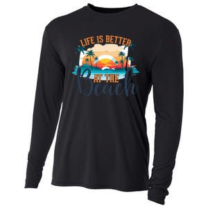 Summer Retro Beach Vibes Graphic Cooling Performance Long Sleeve Crew