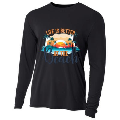 Summer Retro Beach Vibes Graphic Cooling Performance Long Sleeve Crew