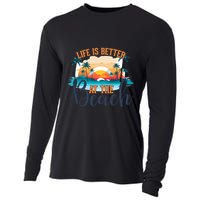 Summer Retro Beach Vibes Graphic Cooling Performance Long Sleeve Crew