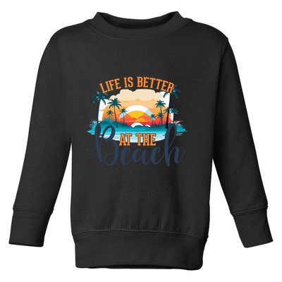 Summer Retro Beach Vibes Graphic Toddler Sweatshirt