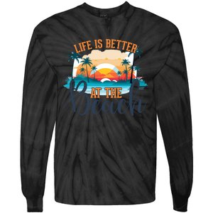 Summer Retro Beach Vibes Graphic Tie-Dye Long Sleeve Shirt