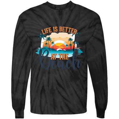Summer Retro Beach Vibes Graphic Tie-Dye Long Sleeve Shirt