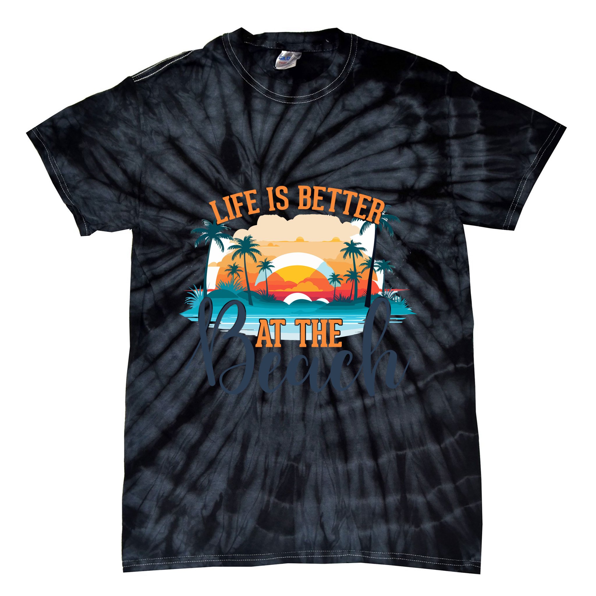 Summer Retro Beach Vibes Graphic Tie-Dye T-Shirt