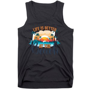 Summer Retro Beach Vibes Graphic Tank Top