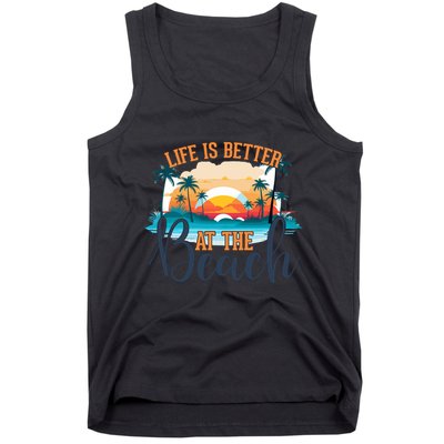 Summer Retro Beach Vibes Graphic Tank Top