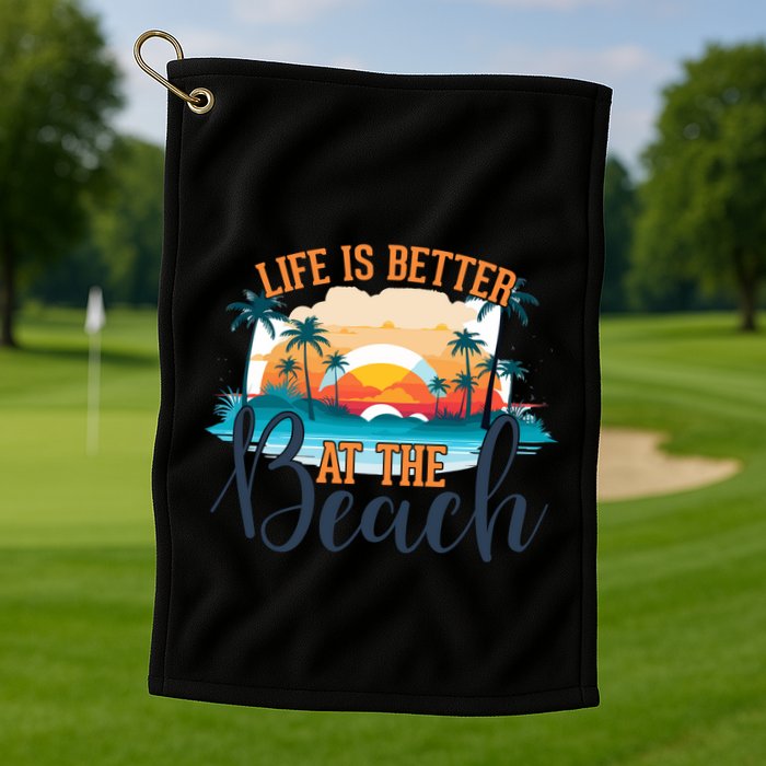 Summer Retro Beach Vibes Graphic Golf Towel