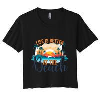Summer Retro Beach Vibes Graphic Crop Top