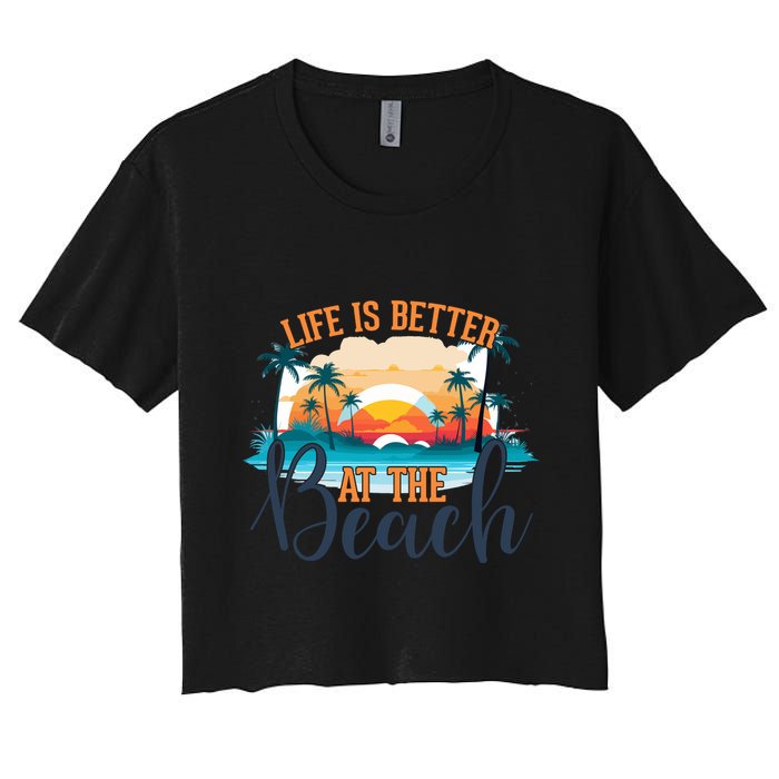 Summer Retro Beach Vibes Graphic Crop Top