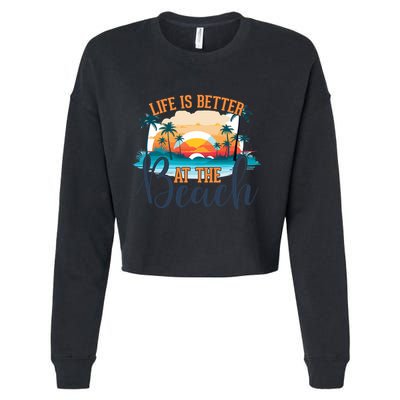 Summer Retro Beach Vibes Graphic Cropped Pullover Crew