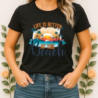 Summer Retro Beach Vibes Graphic Womens T-Shirt