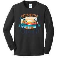 Summer Retro Beach Vibes Graphic Kids Long Sleeve Shirt