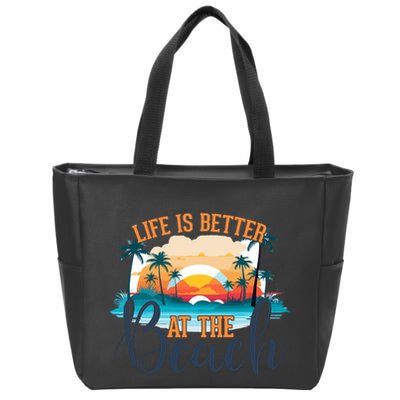 Summer Retro Beach Vibes Graphic Zip Tote Bag
