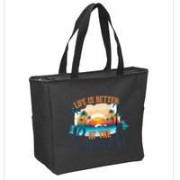 Summer Retro Beach Vibes Graphic Zip Tote Bag